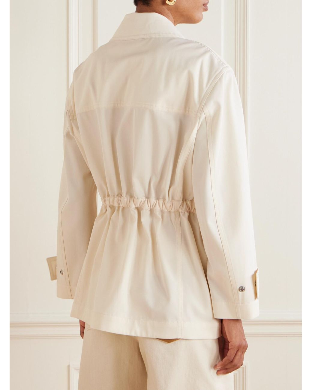 Bottega Veneta Natural Leather-Trimmed Cotton-Twill Jacket