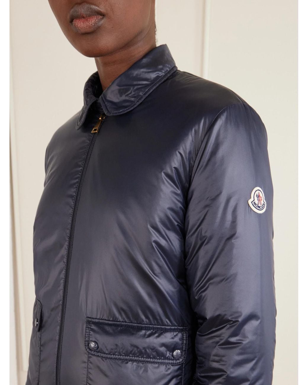 Moncler Blue Lanset Shell Down Jacket