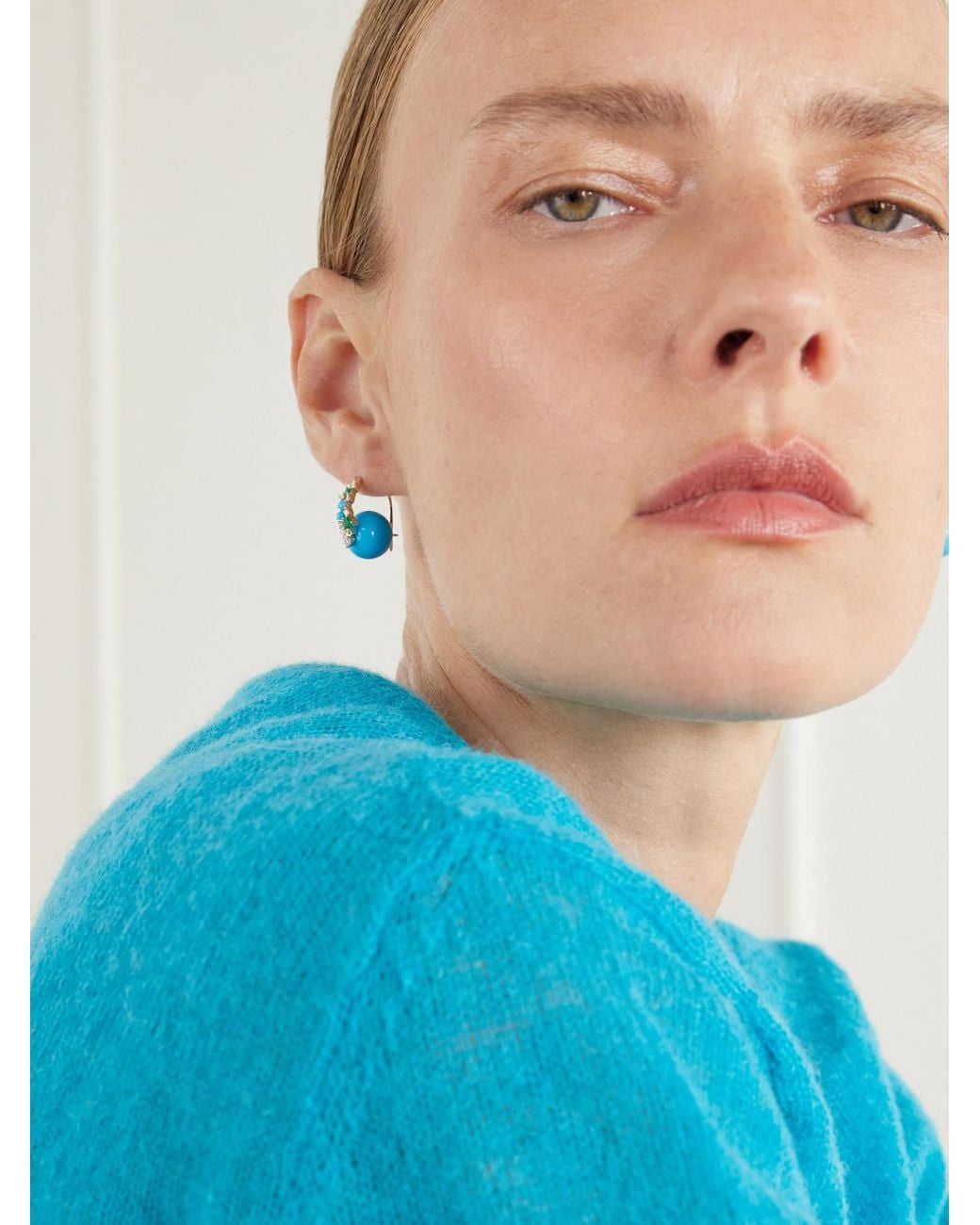 Sydney Evan Blue 14-Karat, Diamond, Emerald And Earrings