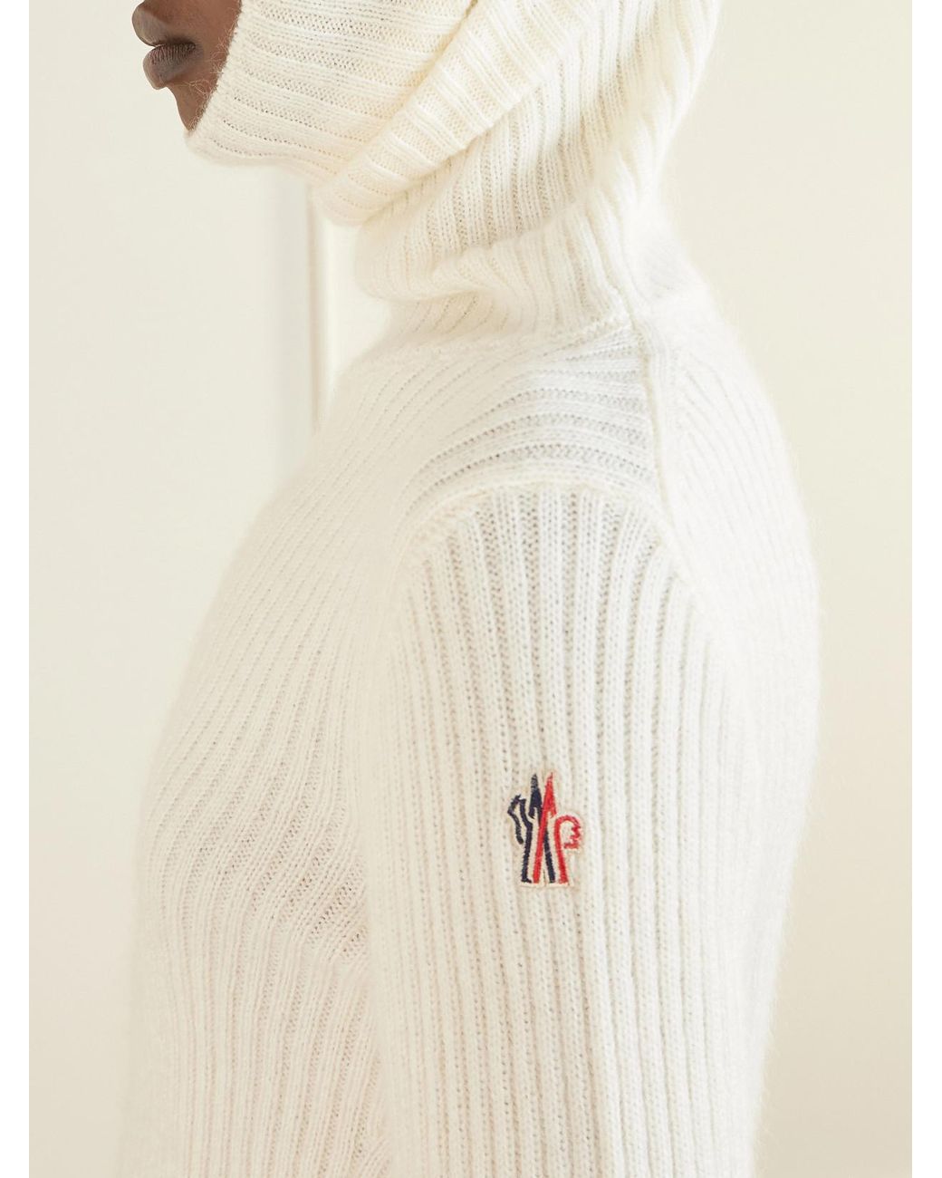 Moncler Natural Ribbed Wool-Blend Turtleneck Sweater