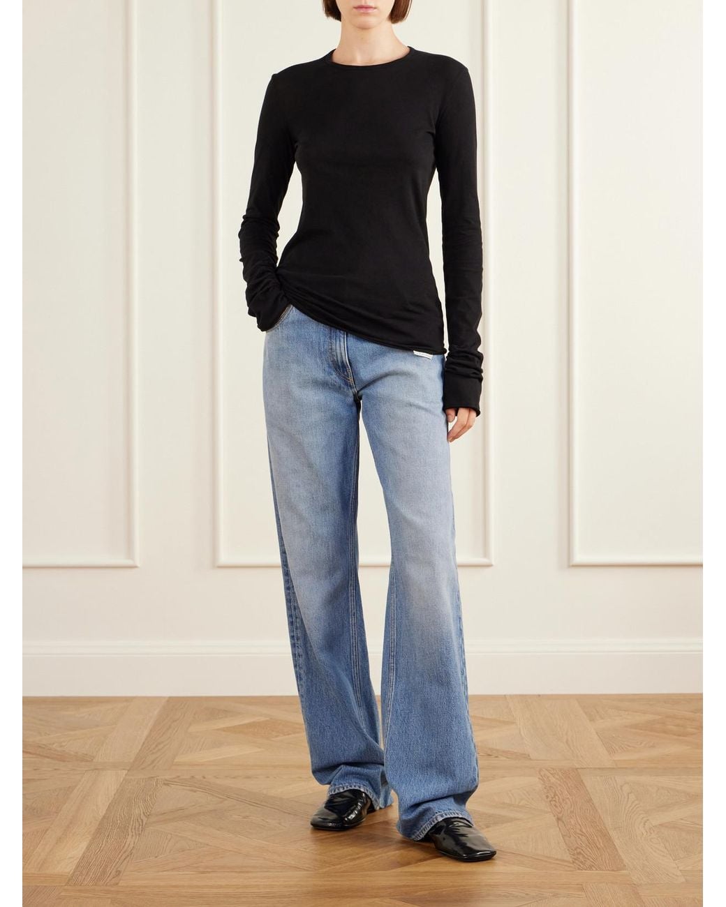 Calvin Klein Blue Mid-Rise Wide-Leg Jeans