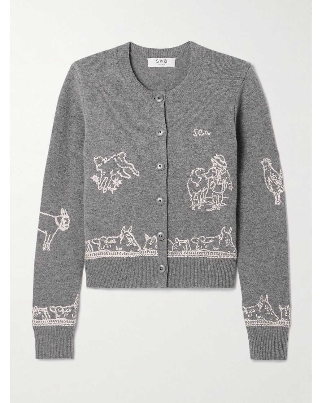 Embroidered Merino Wool Cardigan