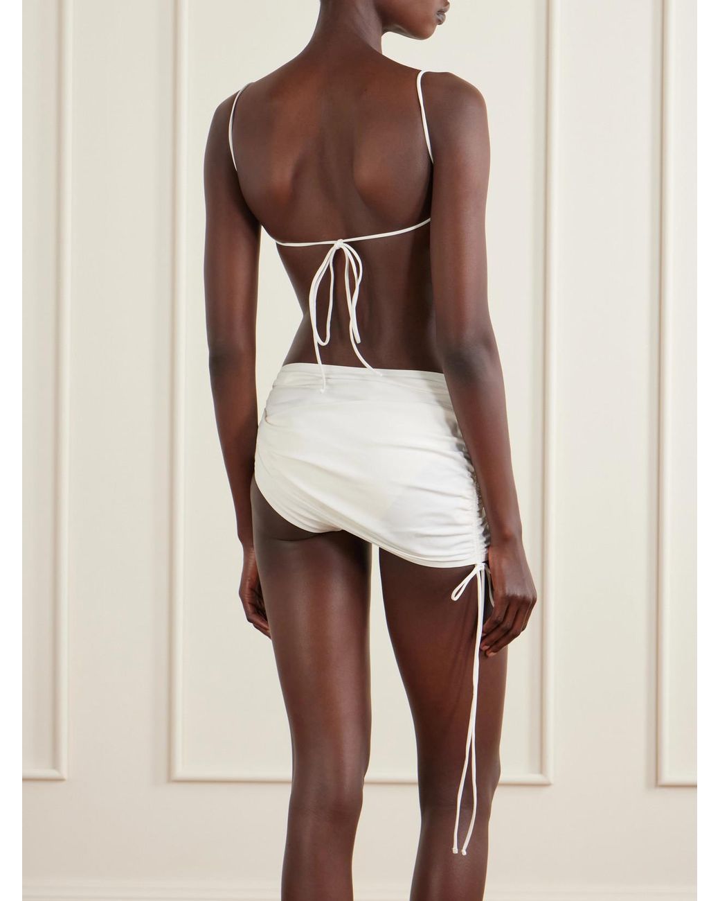 Christopher Esber White Ruched Orbit Embellished Bikini Briefs