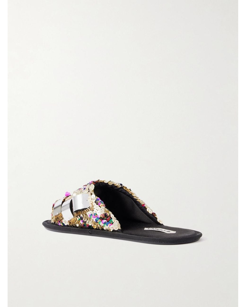 J.W. Anderson White Embellished Sequined Grosgrain Slides