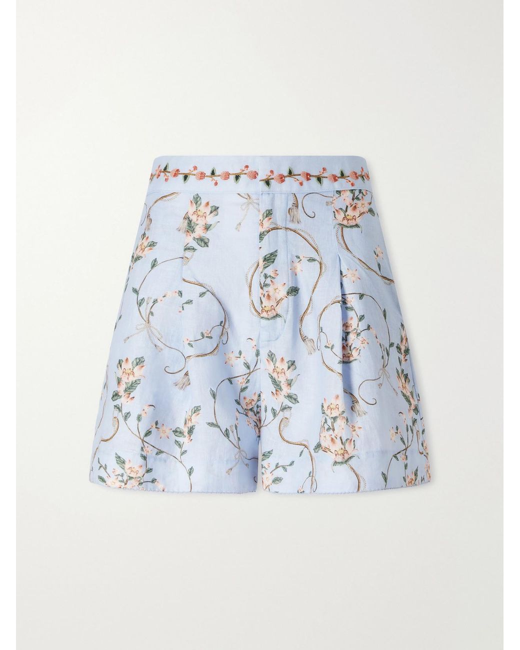 Agua Bendita Blue Maratea Navegante Printed Linen Shorts