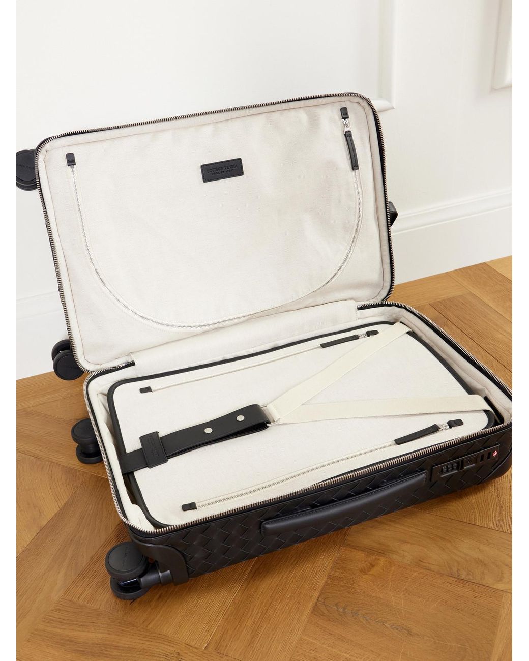 Bottega Veneta Black Odyssey Intrecciato Leather Suitcase