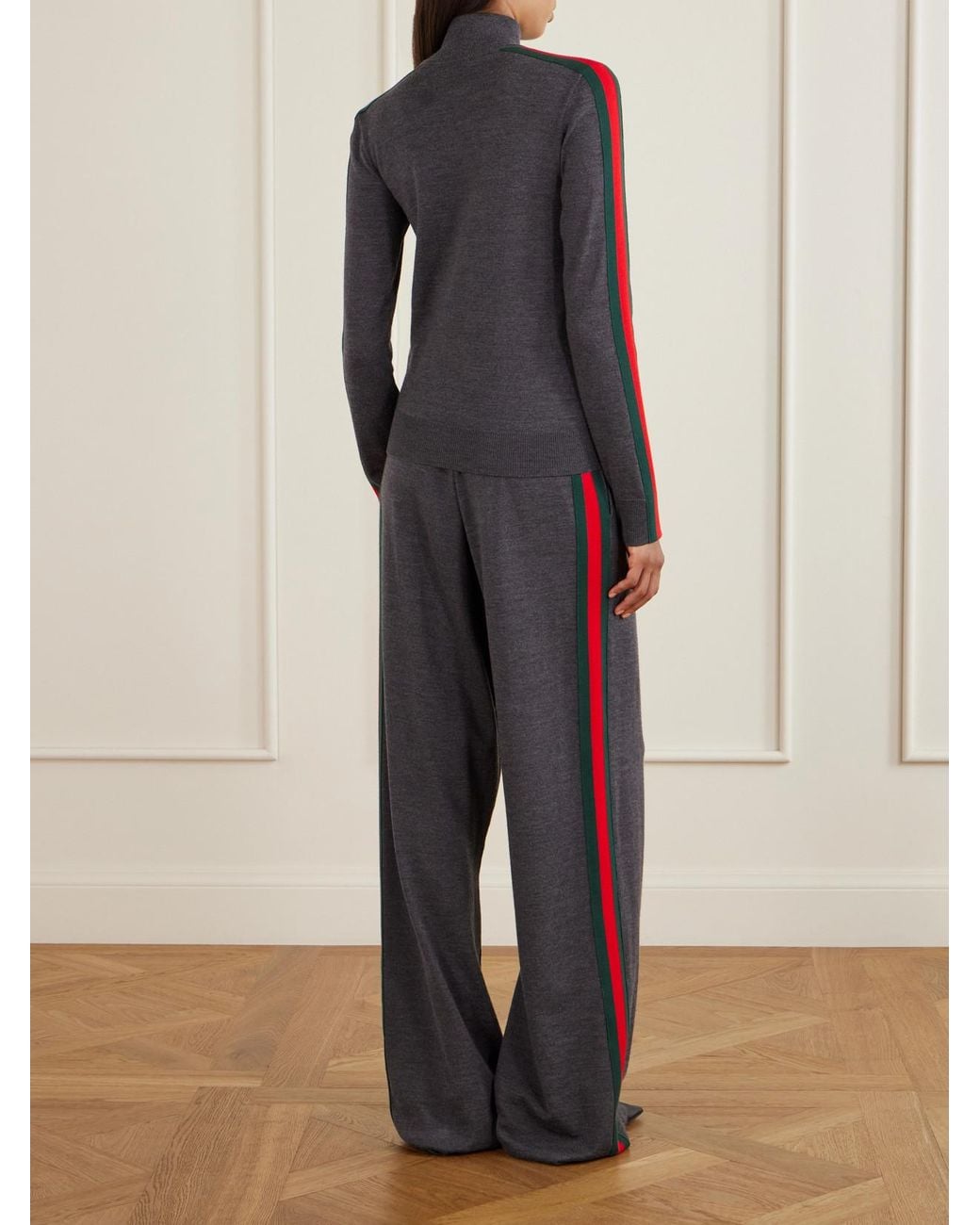 Gucci Blue Web-Trimmed Wool Cardigan