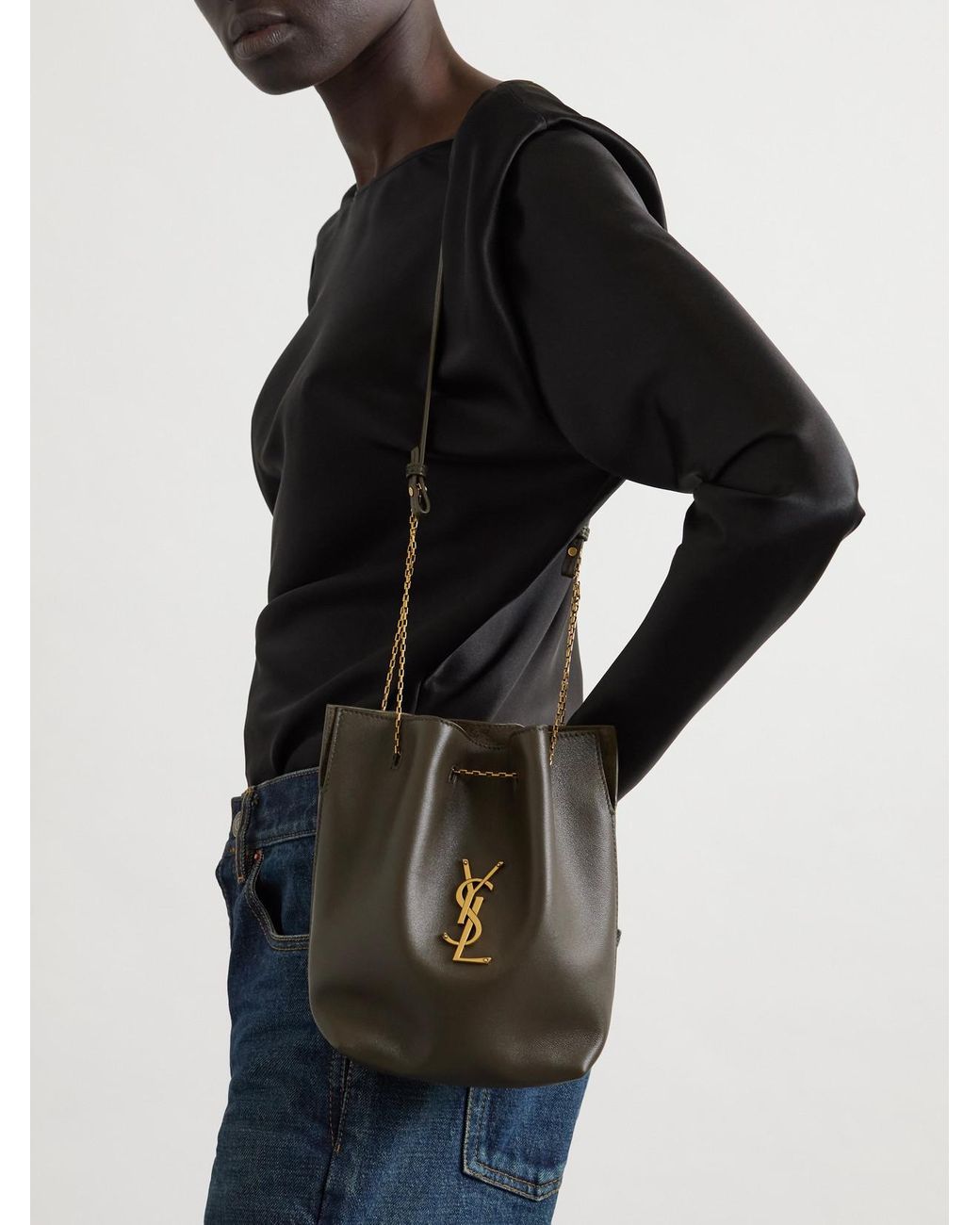 Saint Laurent Black Sintra Sport Leather Shoulder Bag