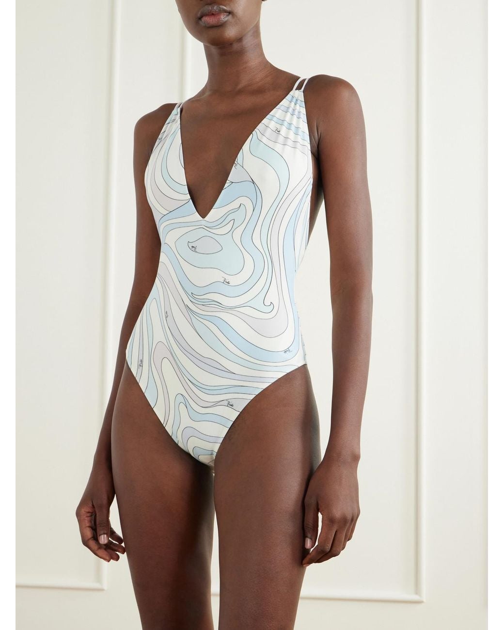 Emilio Pucci White Printed Swimsuit