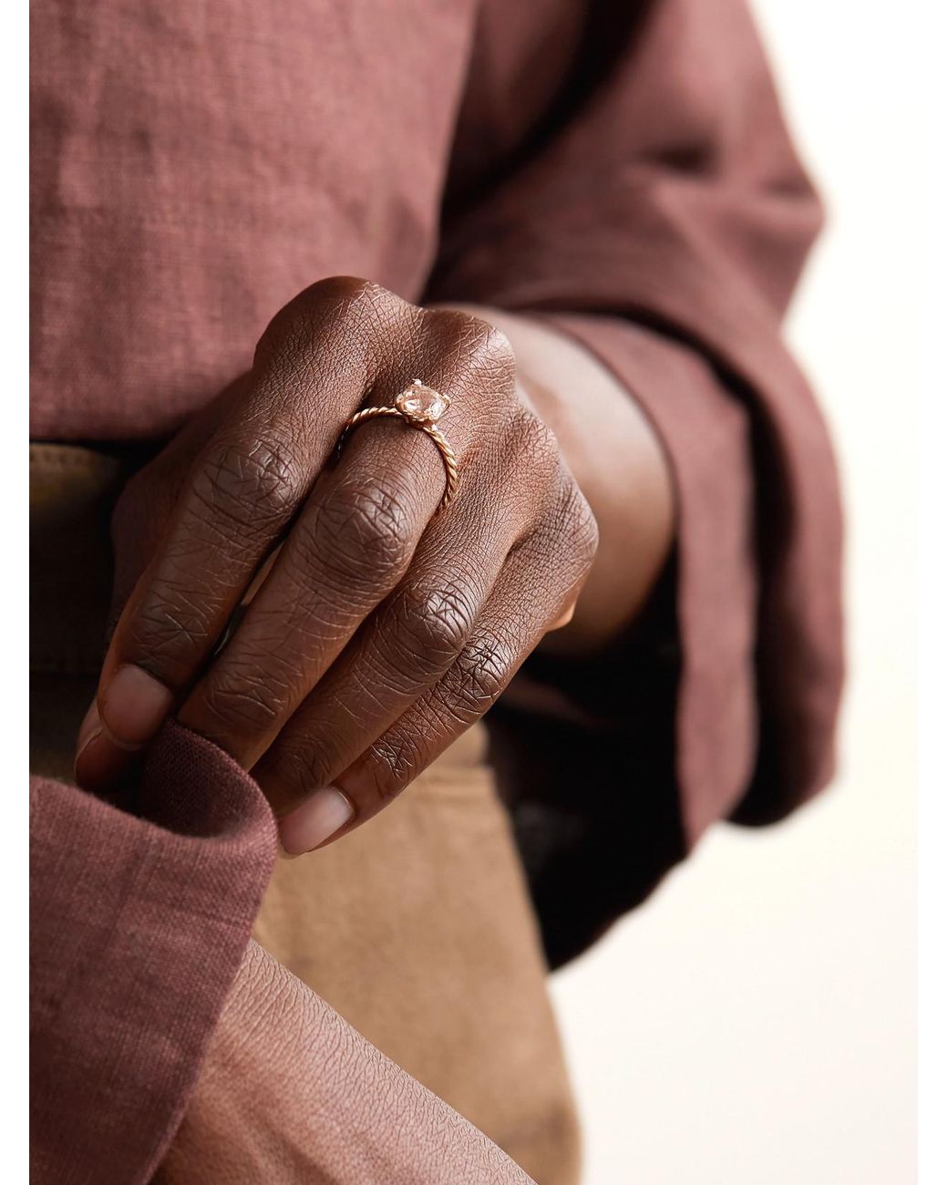 David Yurman Gray Chatelaine 18-Karat Rose, Morganite And Diamond Ring