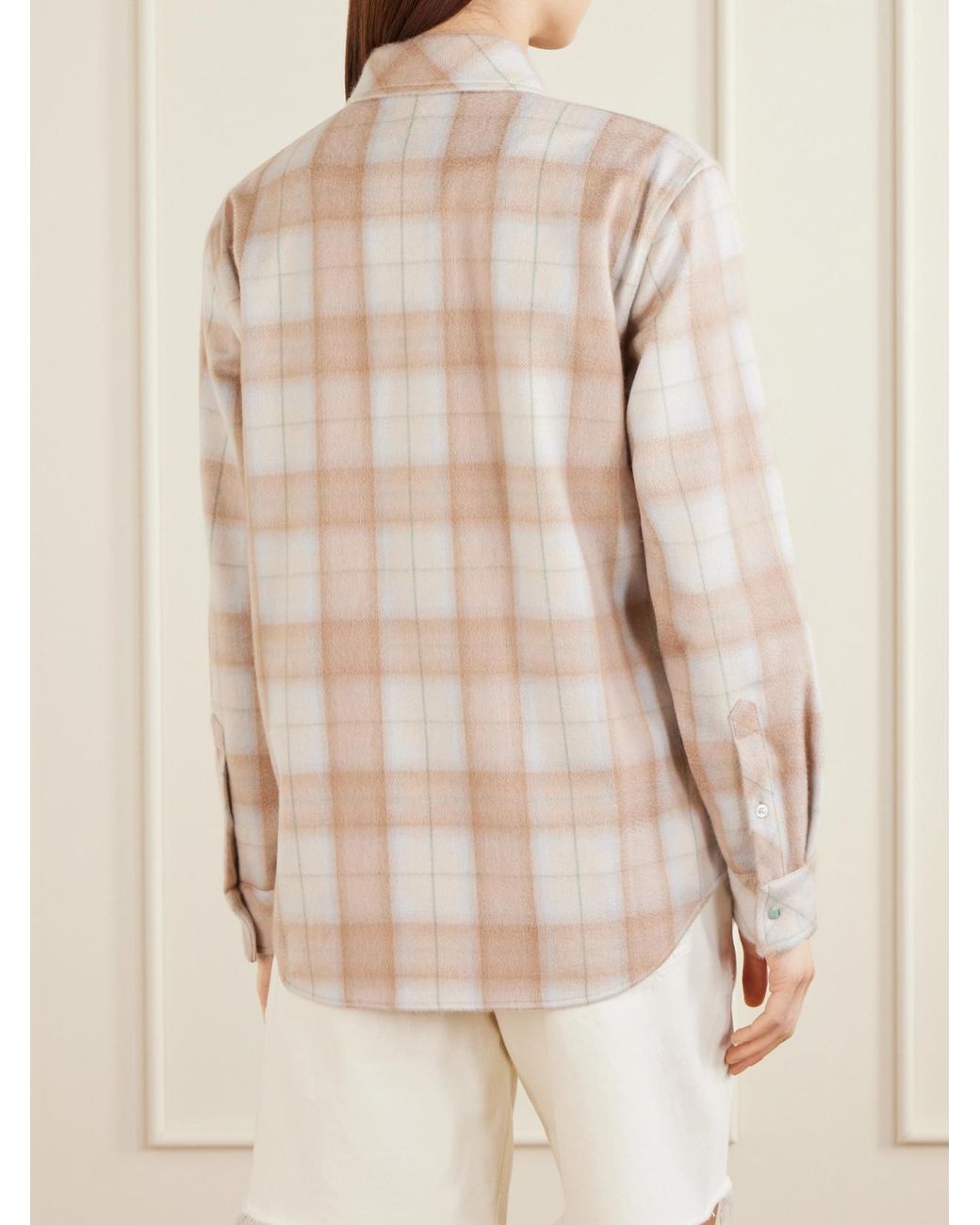 God's True Cashmere Natural Champagne Tartan Cashmere Shirt