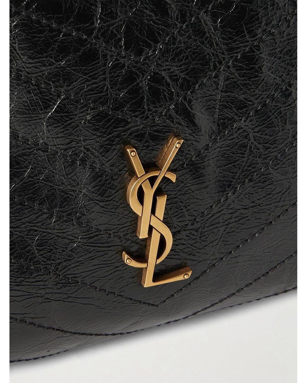Saint Laurent Black Niki Small Crinkled-Leather Tote