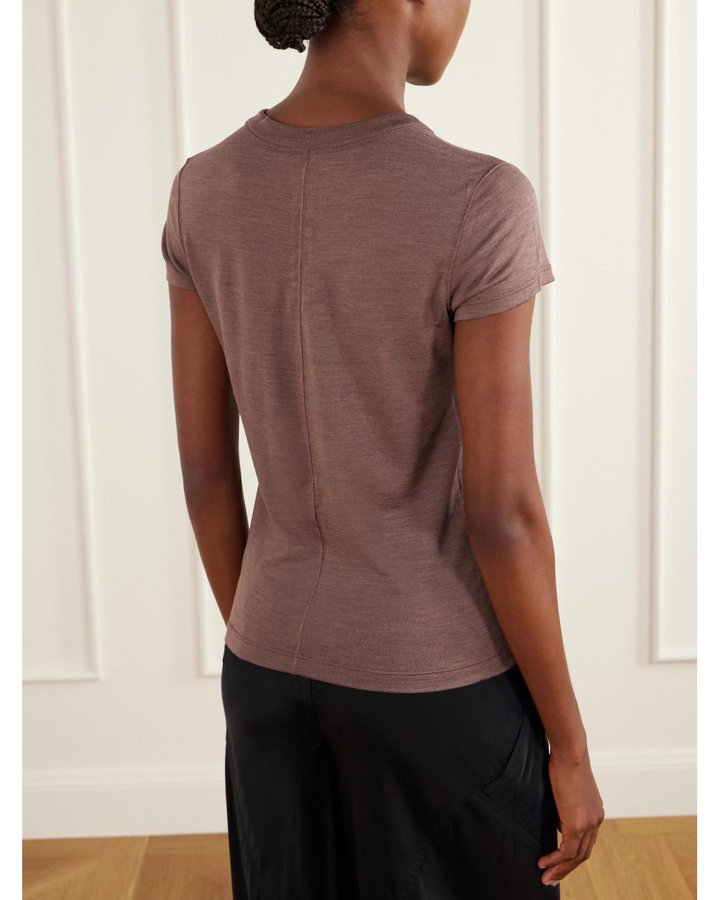 Rick Owens Brown Wool And Silk-Blend T-Shirt