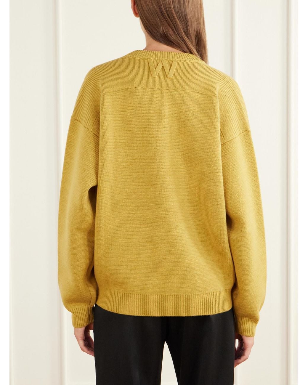 Willy Chavarria Yellow Chavarria Logo-Embroidered Wool Sweater