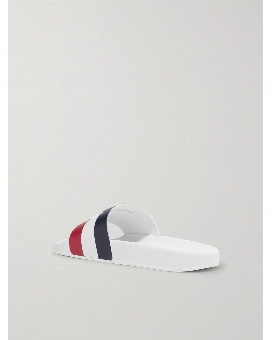 Moncler White Striped Rubber Slides