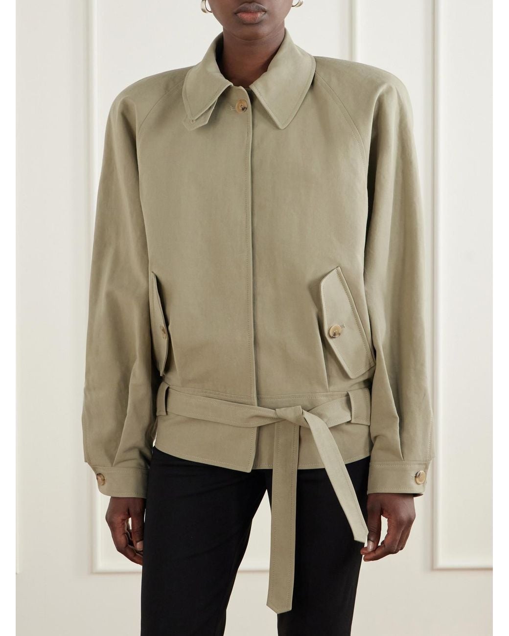 Magda Butrym Natural Belted Cotton-Gabardine Jacket