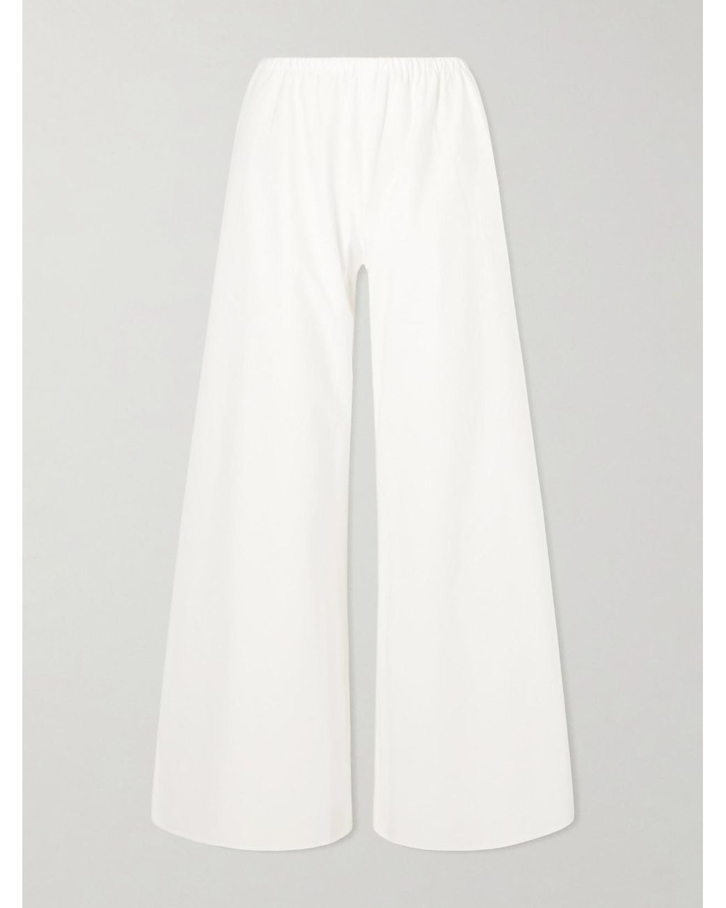 La Ligne White Colby Cotton-Poplin Wide-Leg Pants