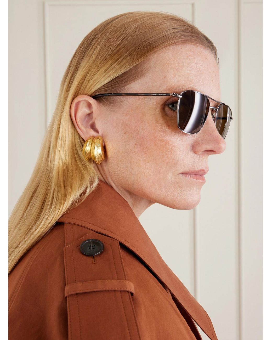 Saint Laurent Natural Sl 866 Square-Frame Metal Sunglasses