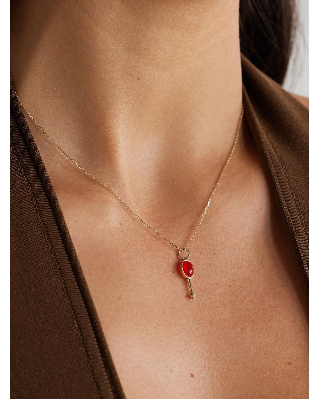 Loren Stewart White Stellar Key 14-Karat And Opal Necklace