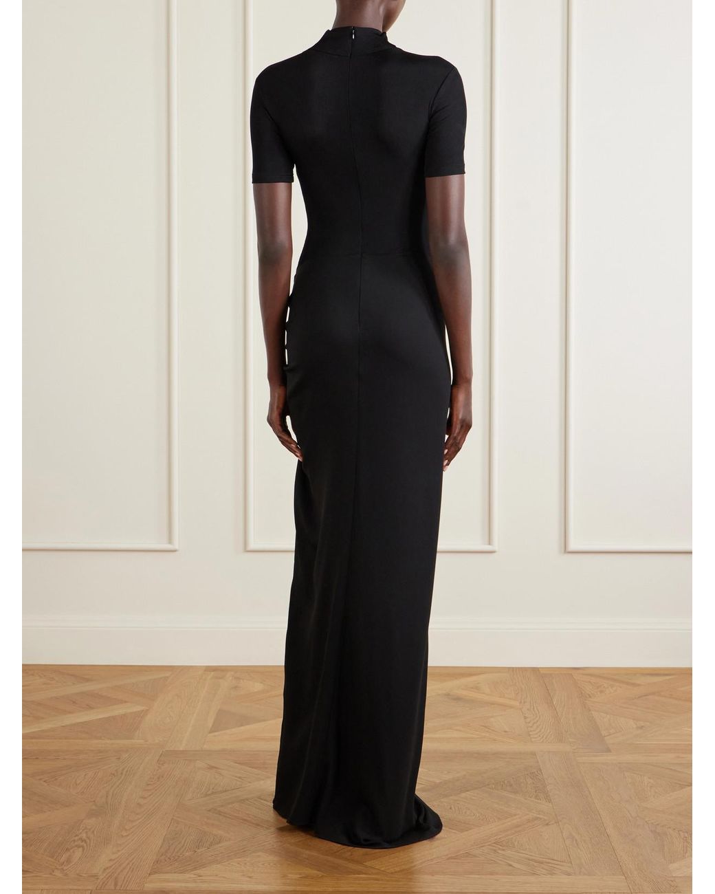 Christopher Esber Black Fusion Ruched Jersey Maxi Dress