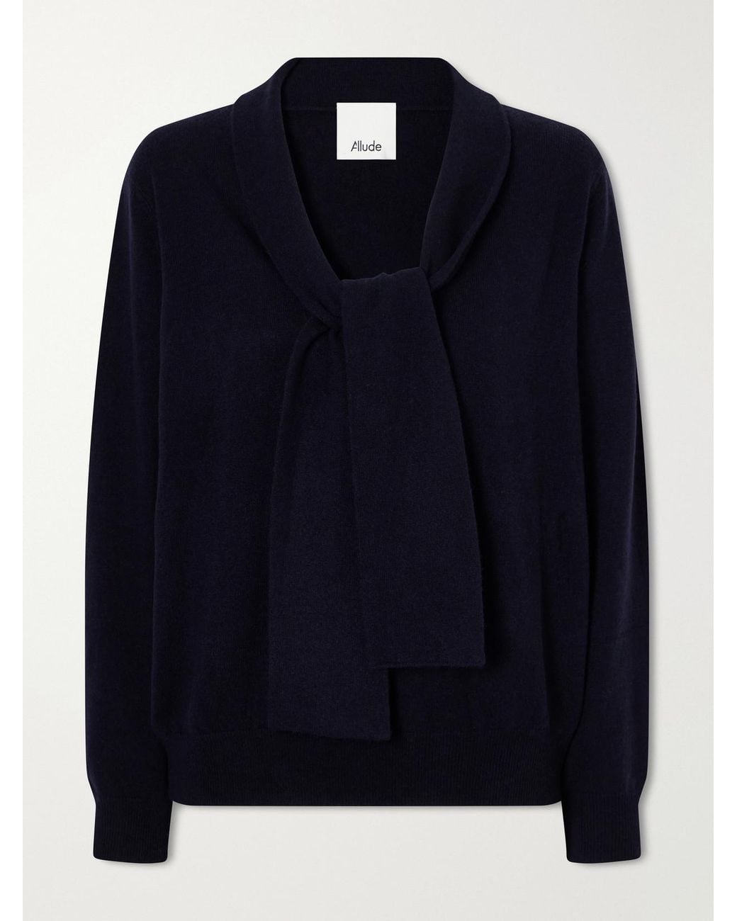 Allude Blue Tie-Detailed Wool And Cashmere Sweater