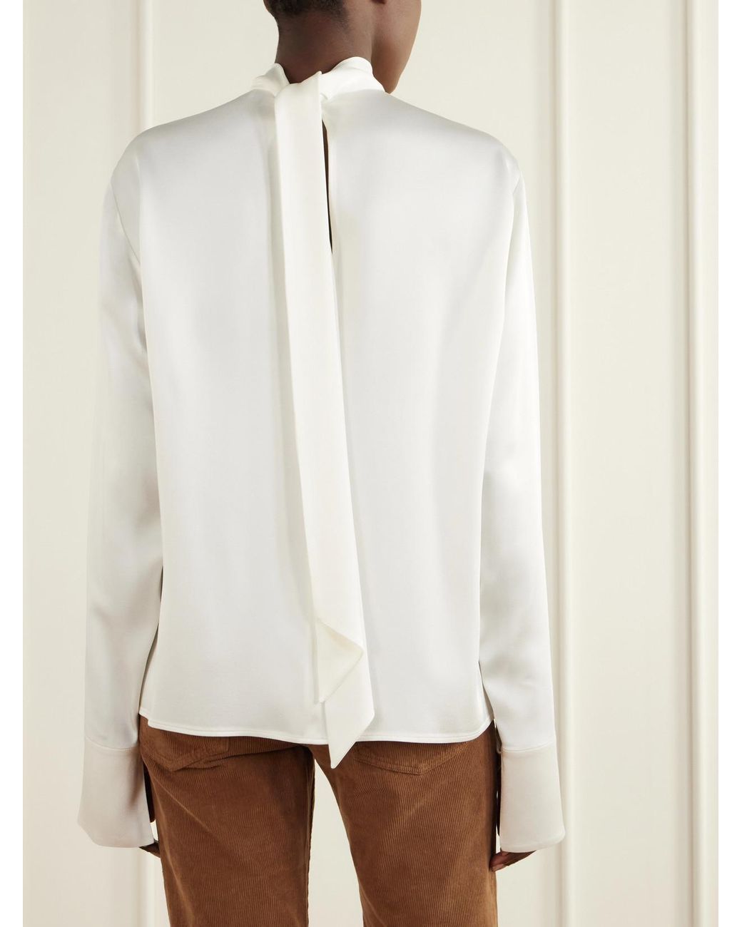 Stella McCartney White Tie-Detailed Satin Blouse
