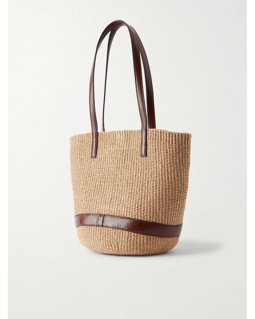 Chloé Natural Leather-Trimmed Raffia Tote Bag