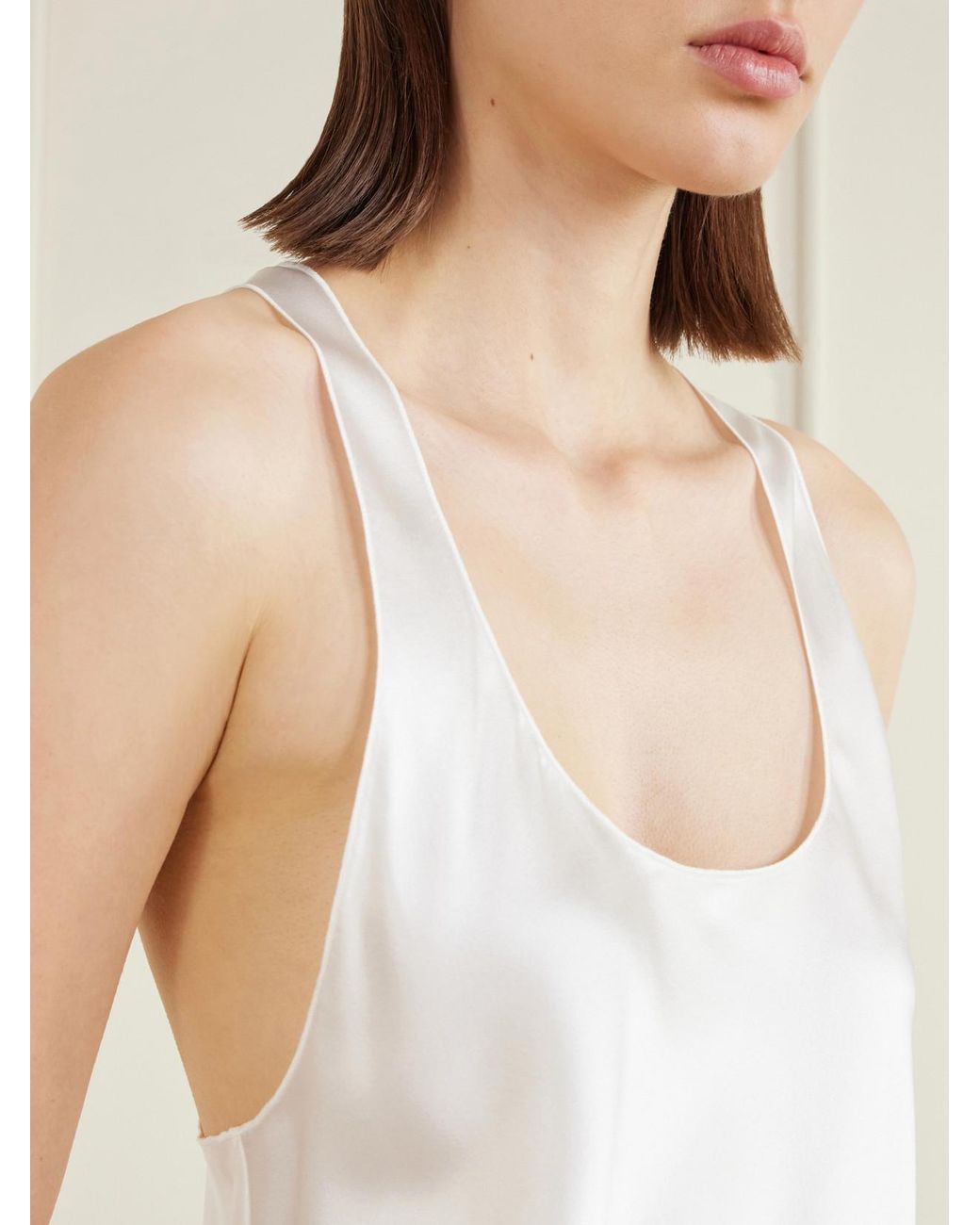 ÉTERNE White Hedi Silk-Blend Satin Tank