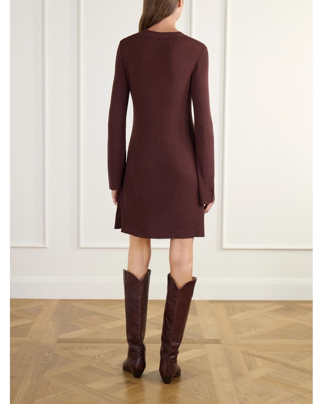 Alix Of Bohemia Purple Romy Rib-Trimmed Knitted Mini Dress