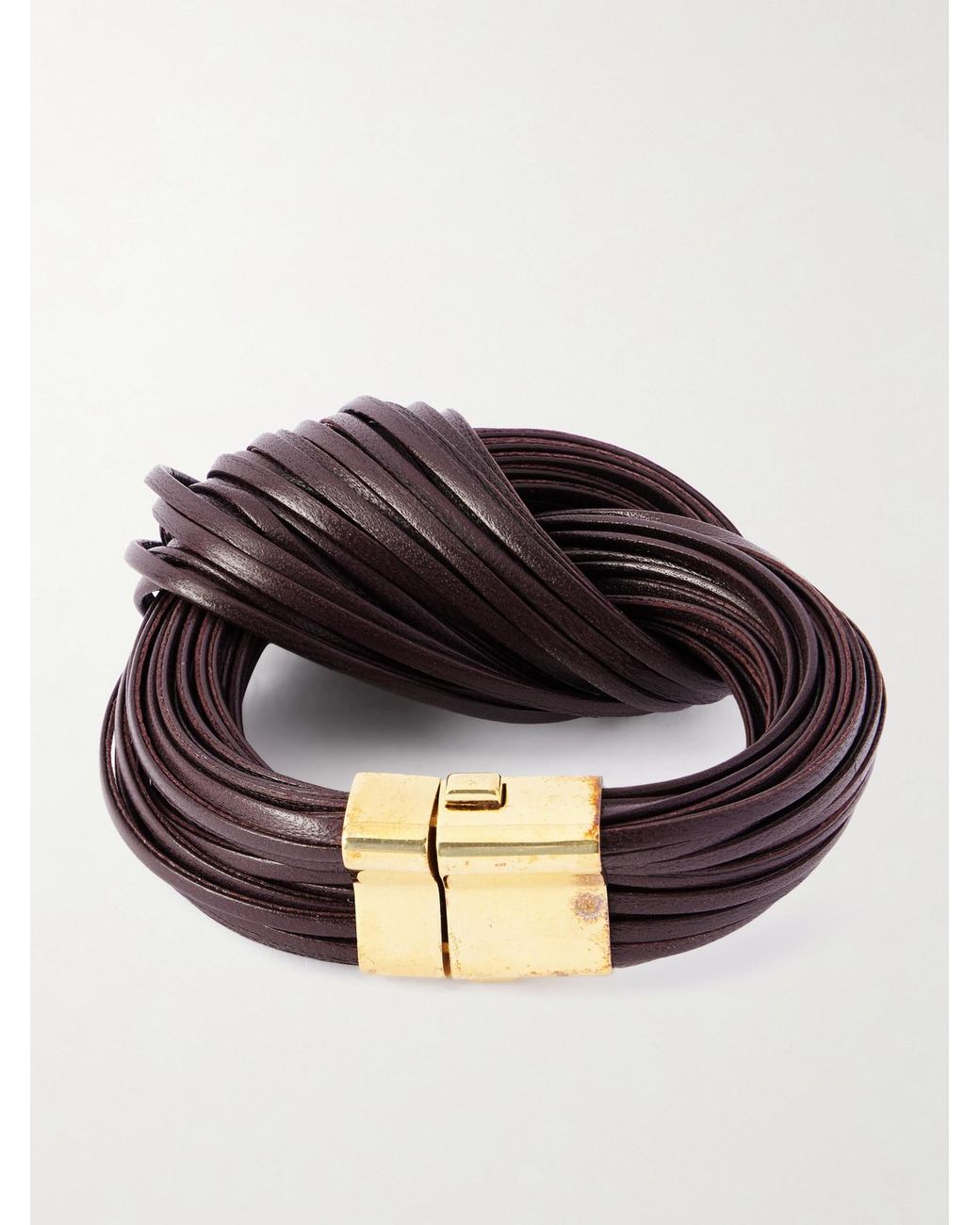 Bottega Veneta Black Knot-Plated And Leather Bracelet