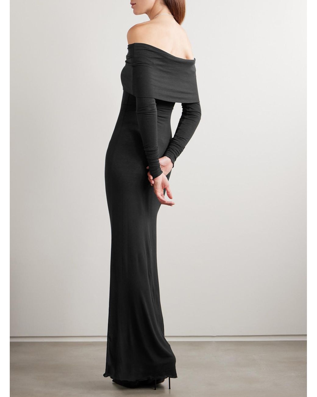 Skims Sheer Modal-Blend Off Shoulder Long Dress in Black | Lyst Skims Sheer Modal-Blend Off Shoulder Long Dress in Black | Lyst
