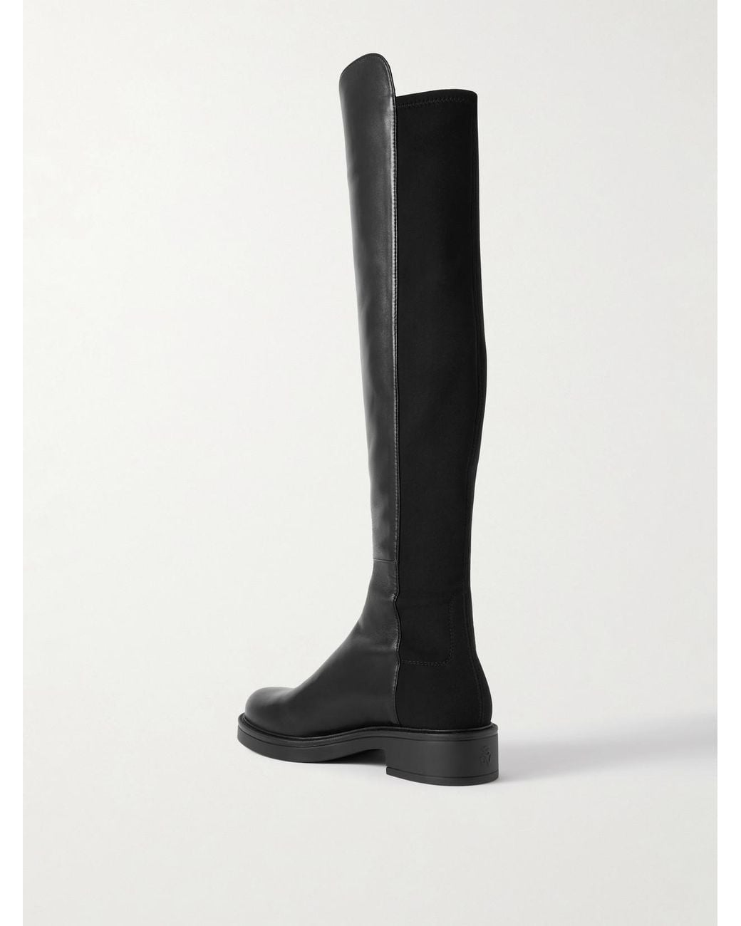 Stuart Weitzman Black 5050 Celia Stretch-Paneled Leather Over-The-Knee Boots
