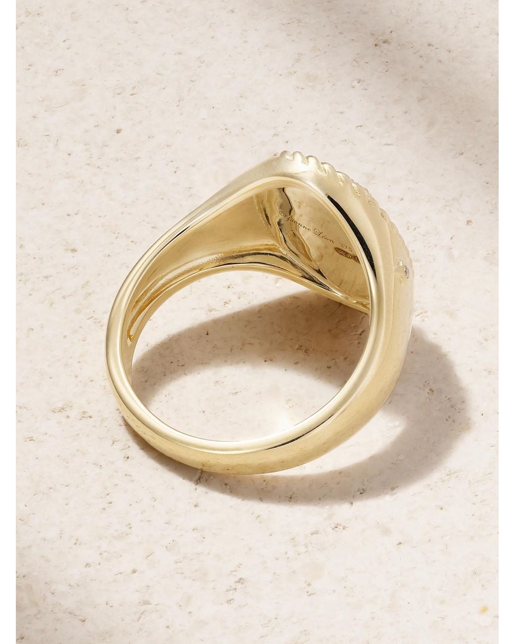 Yvonne Léon Natural Chevalière Ovale La Savane 9-Karat, Diamond And Enamel Ring