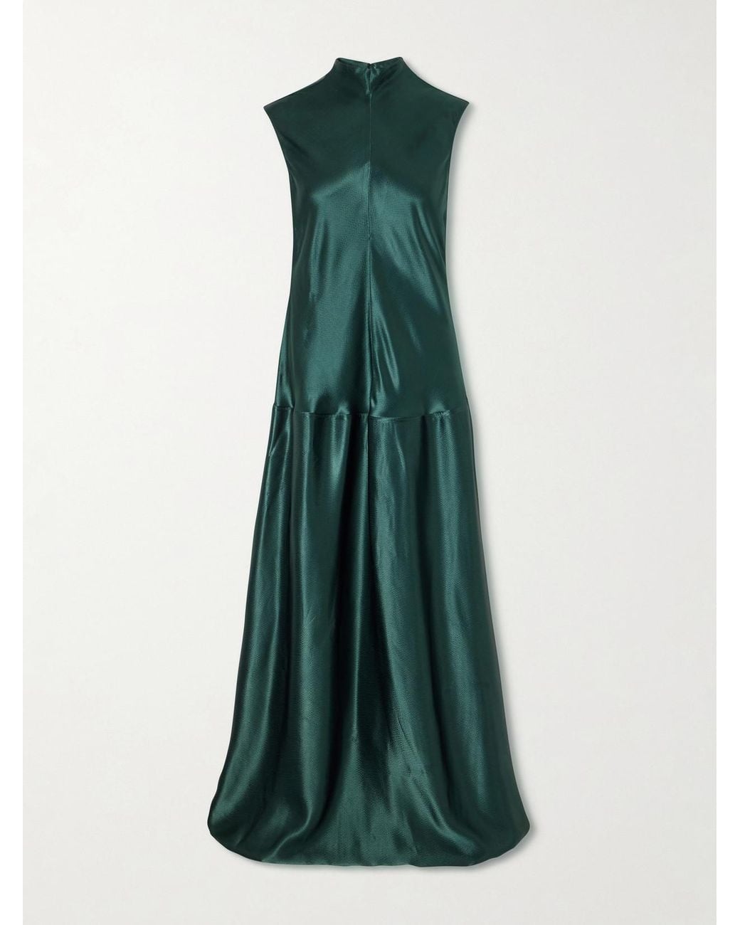 FFORME Green Nyx Sleeveless Pleated Crepe Maxi Dress