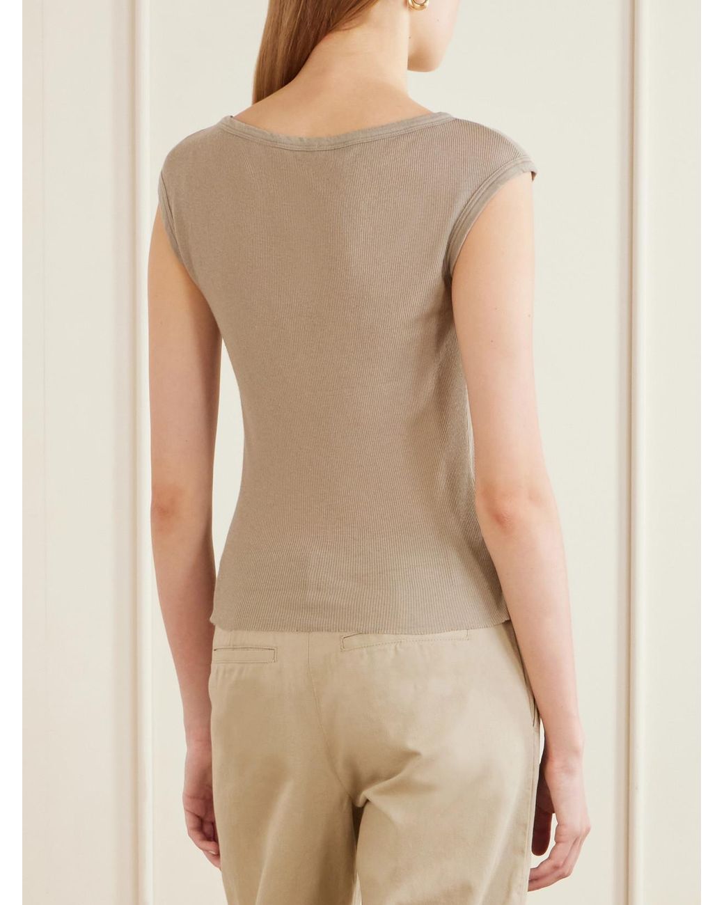 James Perse Natural Ribbed Cotton And Cashmere-Blend Tank