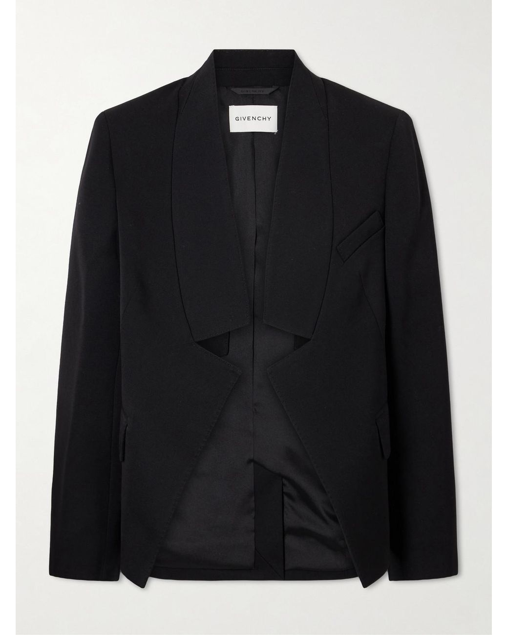 Givenchy Black Reverse Lapel Wool Grain De Poudre Jacket