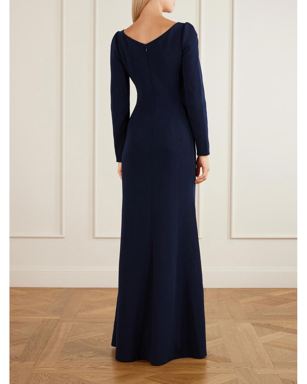 Jenny Packham Blue Avana Crystal And Bead-Embellished Crepe Gown