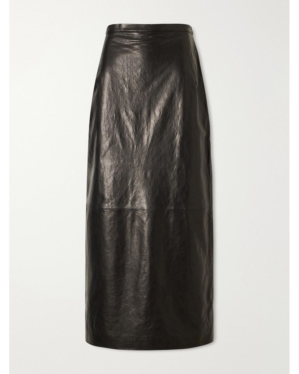 Magda Butrym Black Leather Midi Skirt