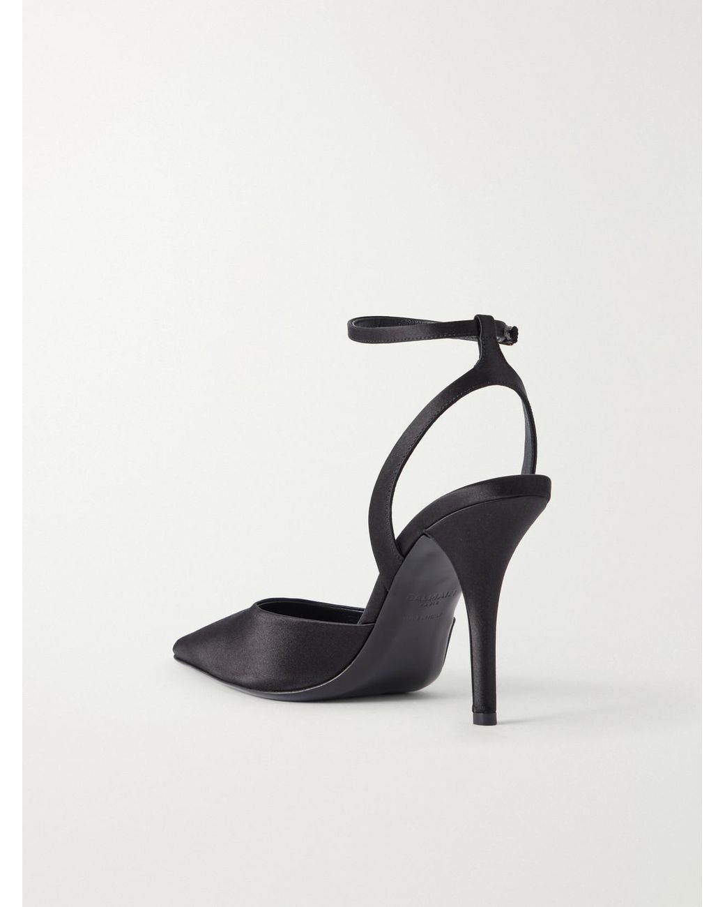Balmain White 100 Embellished Satin Pumps