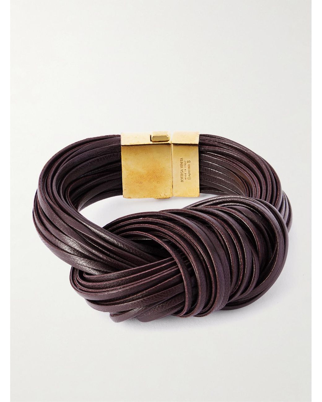 Bottega Veneta Black Knot-Plated And Leather Bracelet