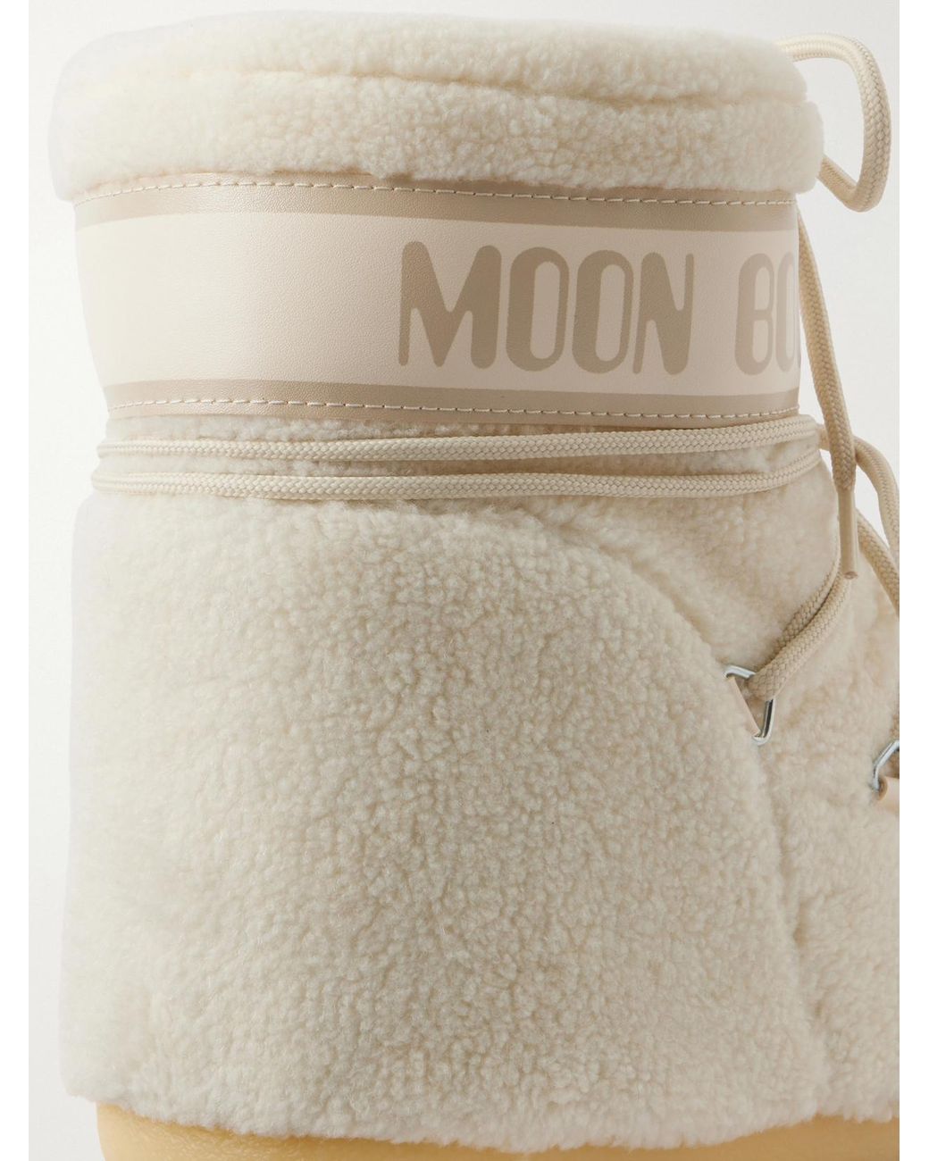 Moon Boot Natural Icon Low Shell-Trimmed Fleece Snow Boots