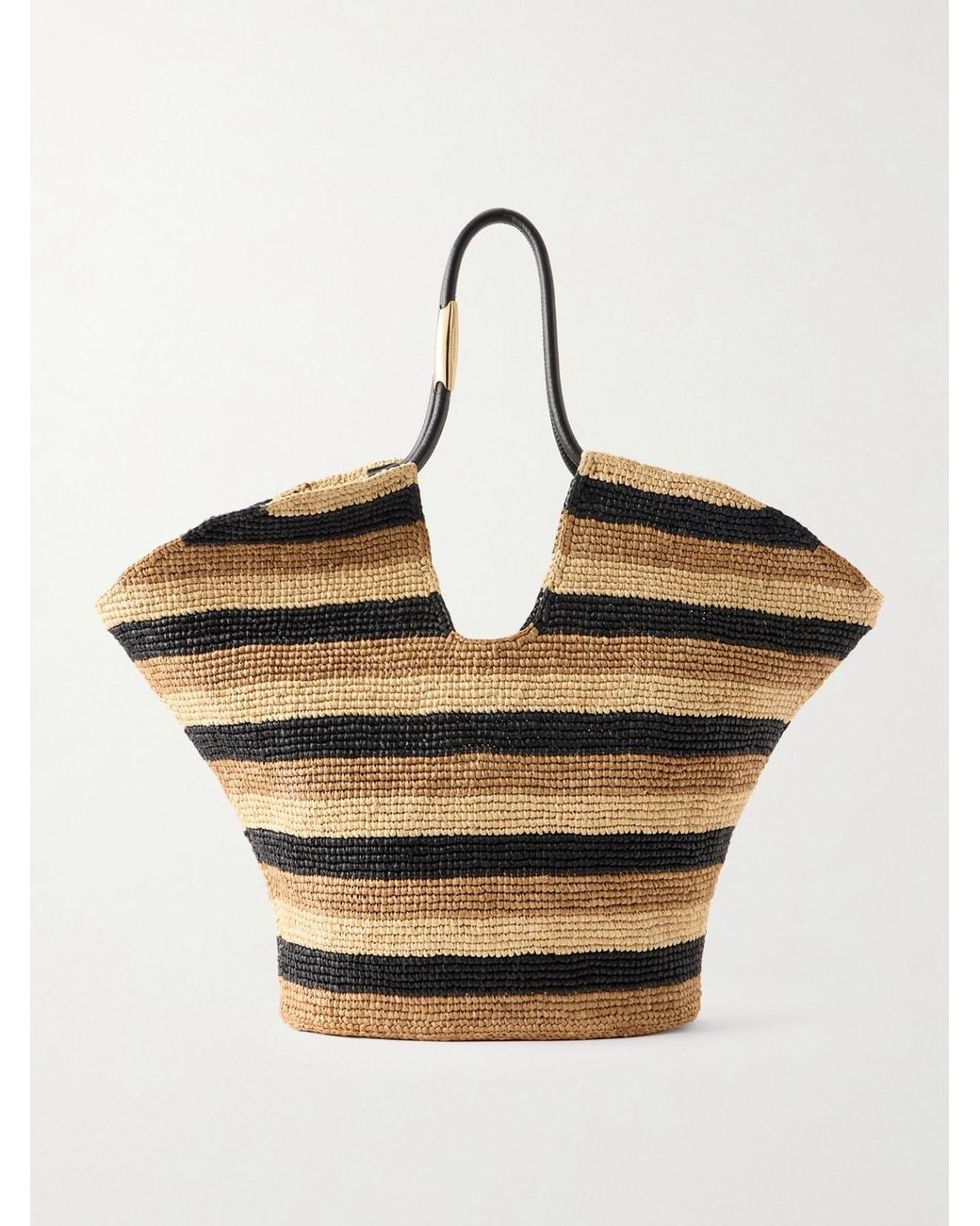 Zimmermann Goldentime Large Embellished Leather-Trimmed Striped