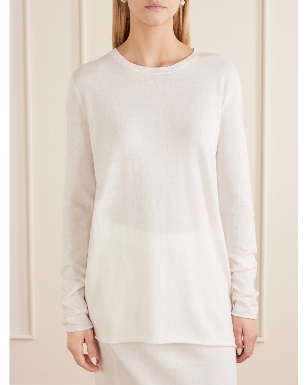 Lisa Yang White Maurie & Charlotta Cotton And Cashmere-Blend Sweater And Maxi Skirt Set