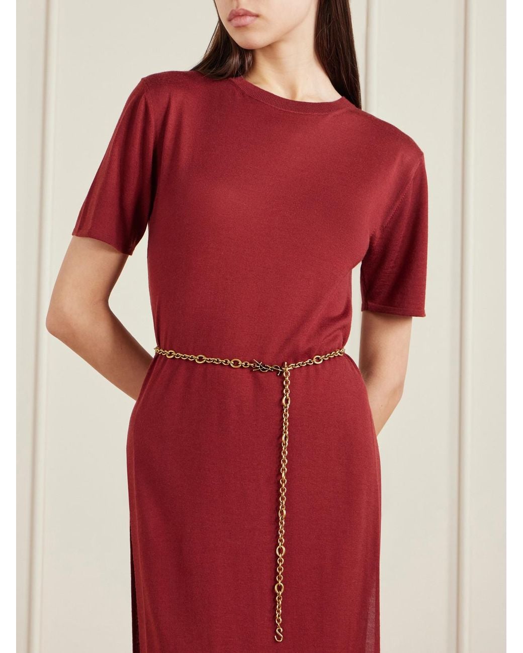 Saint Laurent Natural Tone Chain Belt