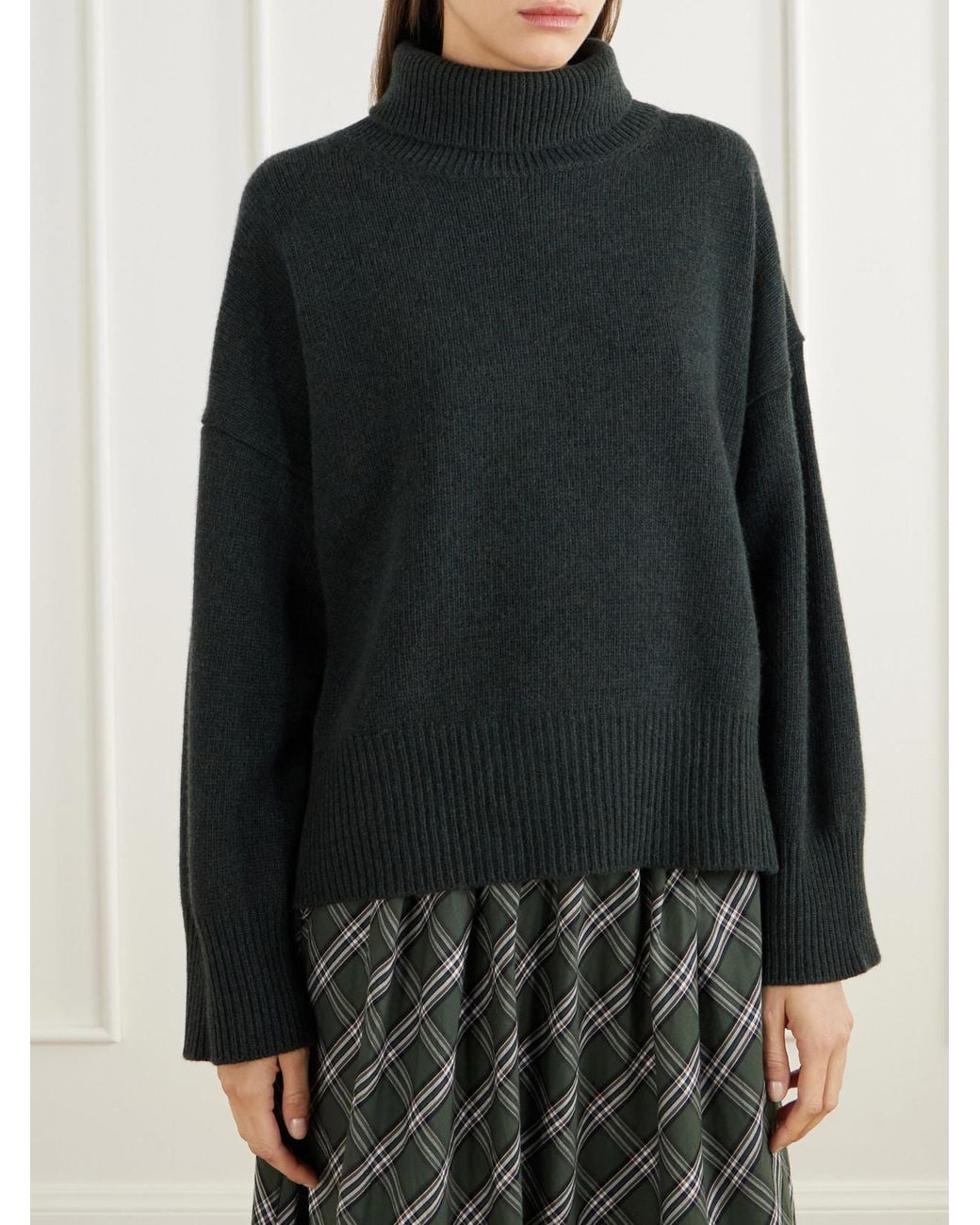 SKALL Black Silene Rib-Trimmed Wool Turtleneck Sweater