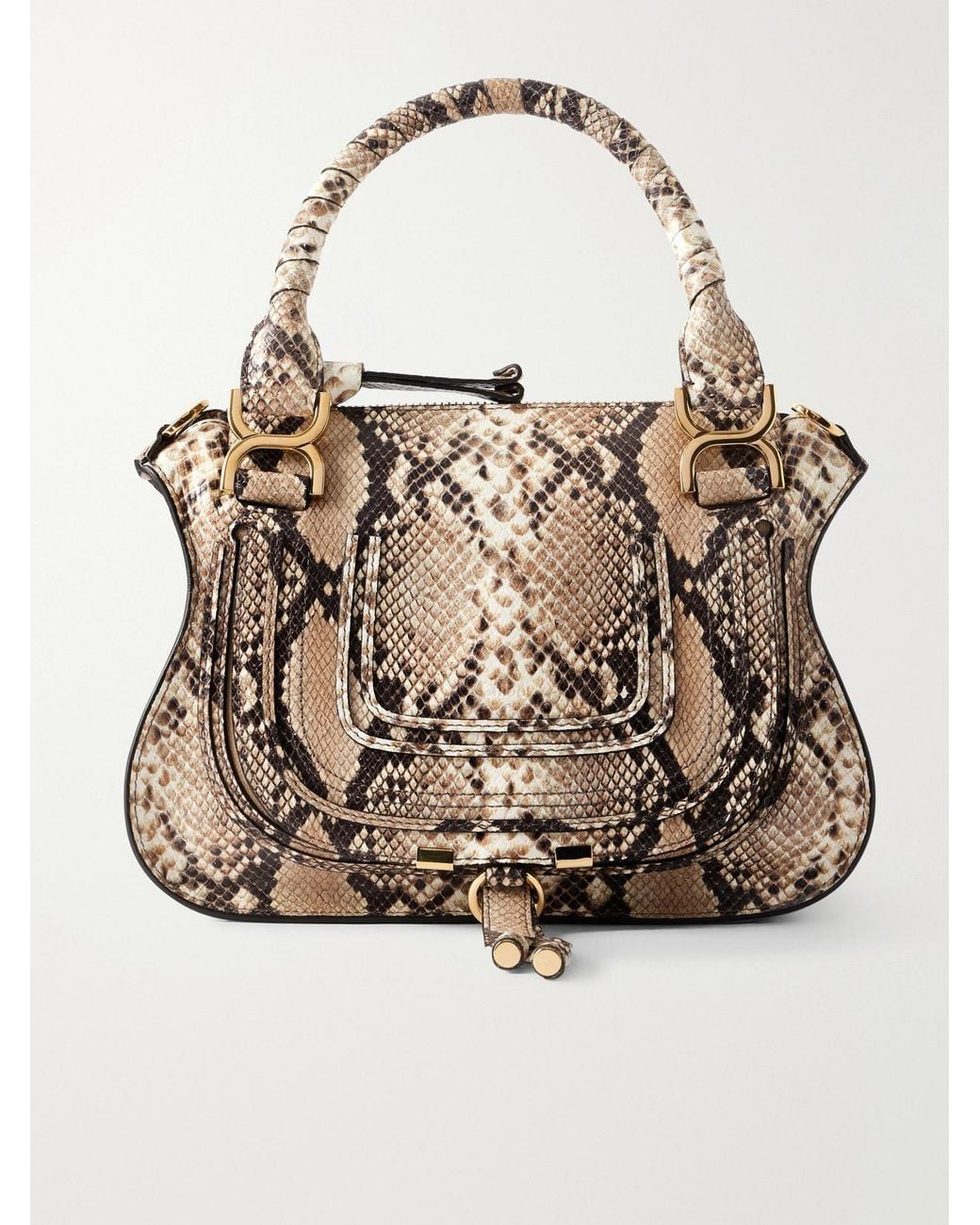 Chloé Natural Marcie Snake-Effect Leather Tote Bag