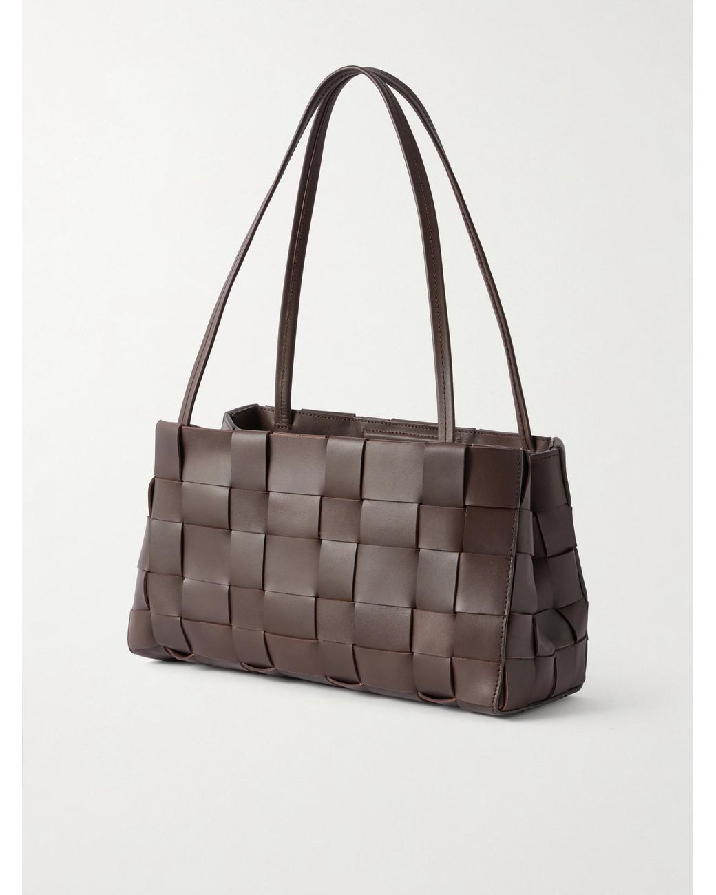 St. Agni Brown Woven Leather Shoulder Bag