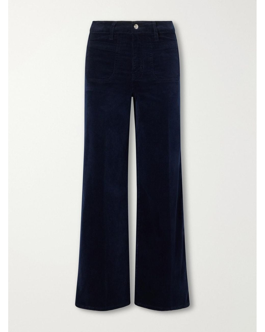 FRAME Blue Le Slim Palazzo Shrunken Pocket Corduory High-Rise Wide-Leg Pants