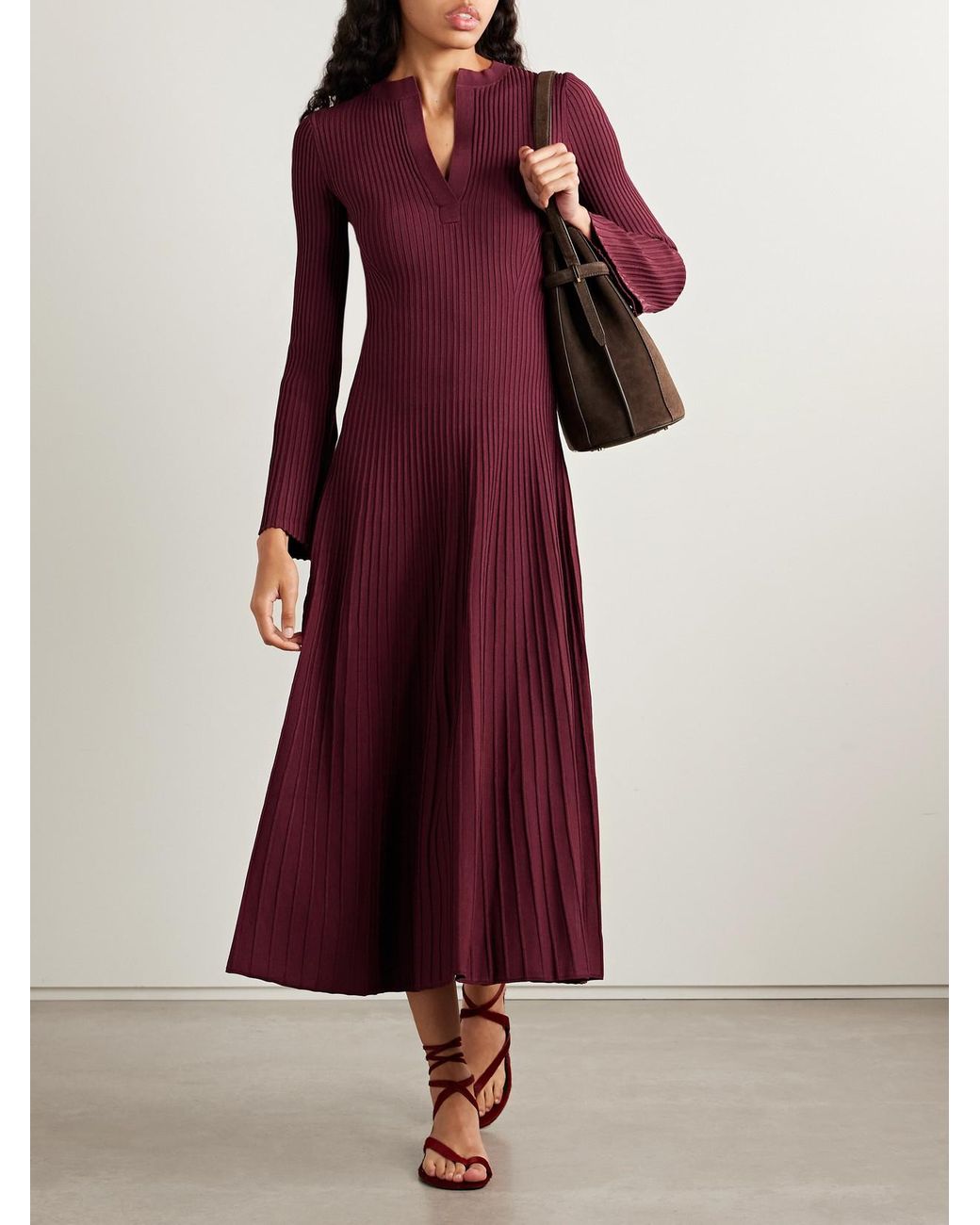 Jonathan Simkhai Genna Ribbed-Knit Midi Dress in Purple | Lyst