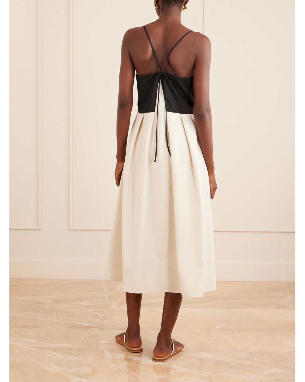 Sea White Angelina Two-Tone Twill Maxi Dress